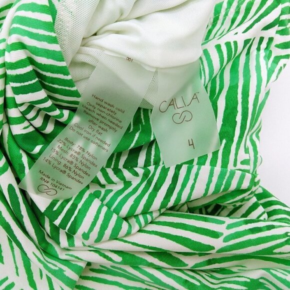 Calia Side Tie Swimsuit Size 4 NEW Tropical Palm White Green One Piece Carrie - Picture 11 of 11